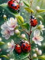 Preview: Diamond Painting Blumen mit Marienkäfern